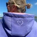 Herzlein® Hoodie für Damen Damenhoodie Kapuzenpullover aus Baumwolle mit Stick "Happy" in Lavendel Lila