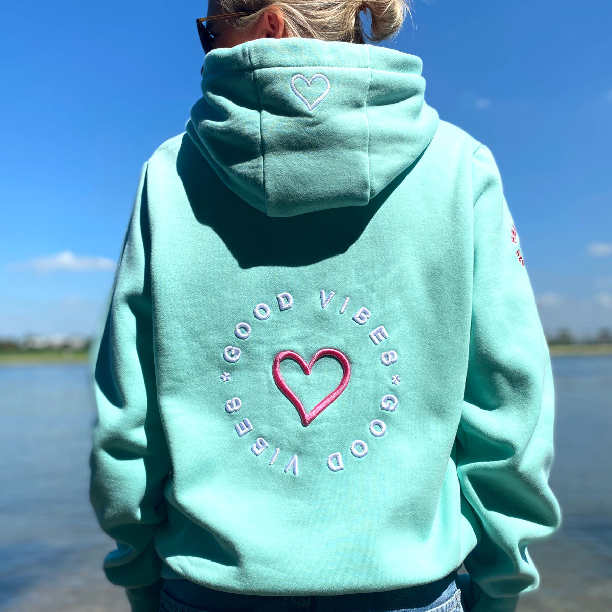 Herzlein Hoodie Damen Strick Herzlein® Hoodie In Mint Grün Mit