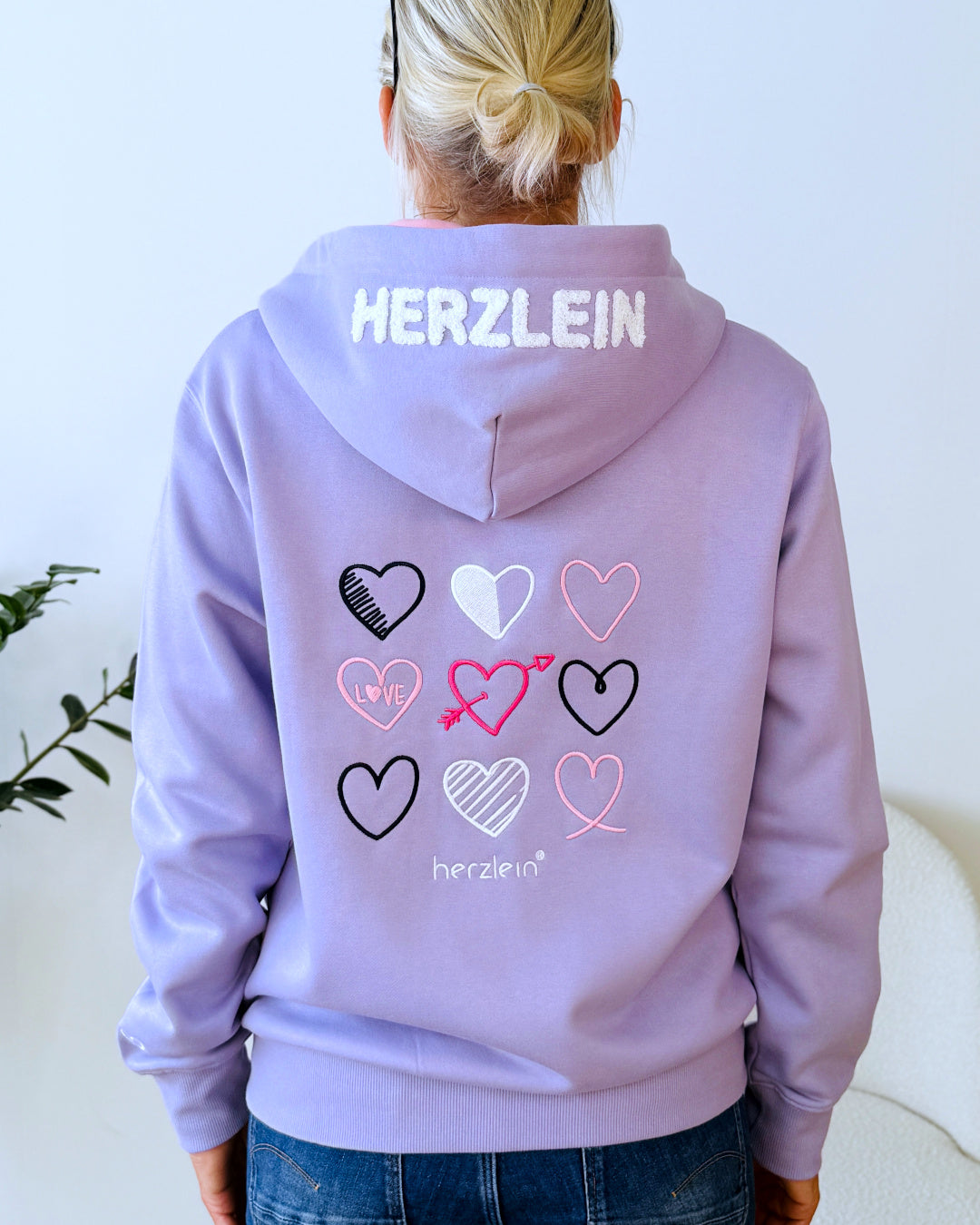 Herzlein® Sweatjacke "Love Hearts" in Lavendel