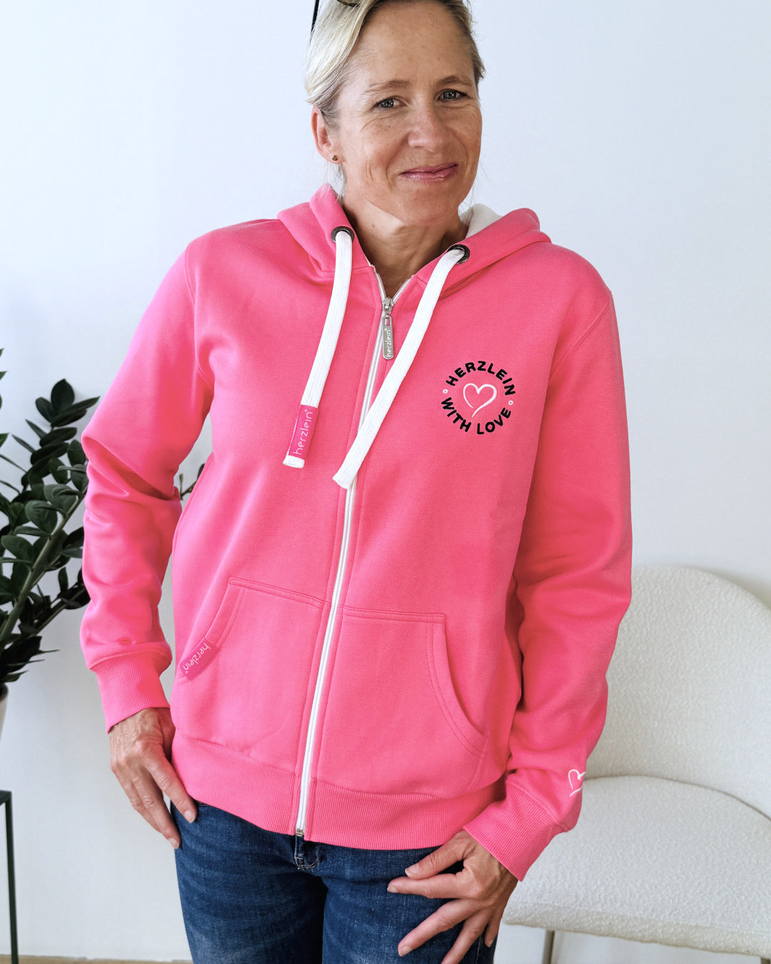 Herzlein® Sweatjacke "Love Hearts" in Pink