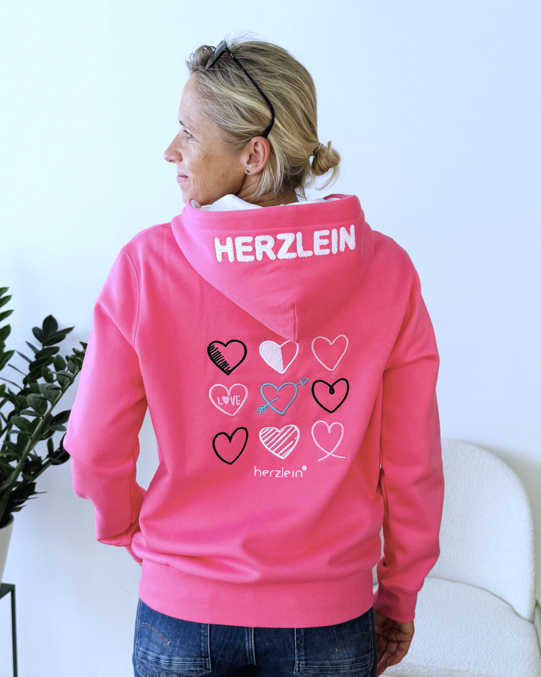 Herzlein® Sweatjacke "Love Hearts" in Pink