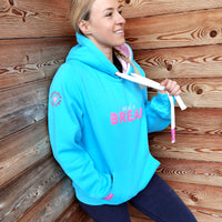 Herzlein® Hoodie für Damen Damenhoodie Kapuzenpullover aus Baumwolle in Blau Hellblau mit Stick "I need a break"