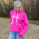 Herzlein® Hoodie für Damen Damenhoodie Kapuzenpullover aus Baumwolle in Pink mit Stick "I need a break"