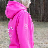 Herzlein® Hoodie für Damen Damenhoodie Kapuzenpullover aus Baumwolle in Pink mit Stick "I need a break"