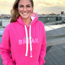 Herzlein® Hoodie für Damen Damenhoodie Kapuzenpullover aus Baumwolle in Pink mit Stick "I need a break"