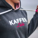 Herzlein® Hoodie für Damen Damenhoodie Kapuzenpullover aus Baumwolle in grau mit Stick Kaffee Liebe Kaffeeliebe