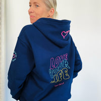 Herzlein Hoodie aus Baumwolle Kapuzenpullover mit Herz Damenhoodie Love your Life in navy blau marine