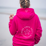 Herzlein® Hoodie für Damen Damenhoodie Kapuzenpullover aus Baumwolle mit Stick "ME TIME" in Pink und Rosa