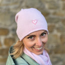 Herzlein® Kaschmir Beanie "Herzchen" in Alt Rosa