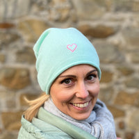 Herzlein® Kaschmir Beanie "Herzchen" in Mint