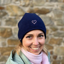 Herzlein® Kaschmir Beanie "Herzchen" in Navy Blau