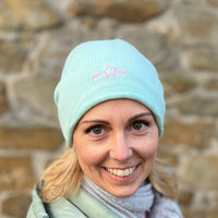 Herzlein® Beanie Mütze Strickmütze aus Kaschmir Cashmere und mit edlem Stern Stick für Damen Frauen Mädchen in Mint Grün