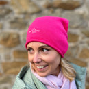 Herzlein® Beanie Mütze Strickmütze aus Kaschmir Cashmere und mit edlem Stern Stick für Damen Frauen Mädchen in Pink