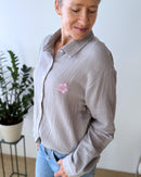 Herzlein® Musselin Bluse "Hibiscus" in Grau