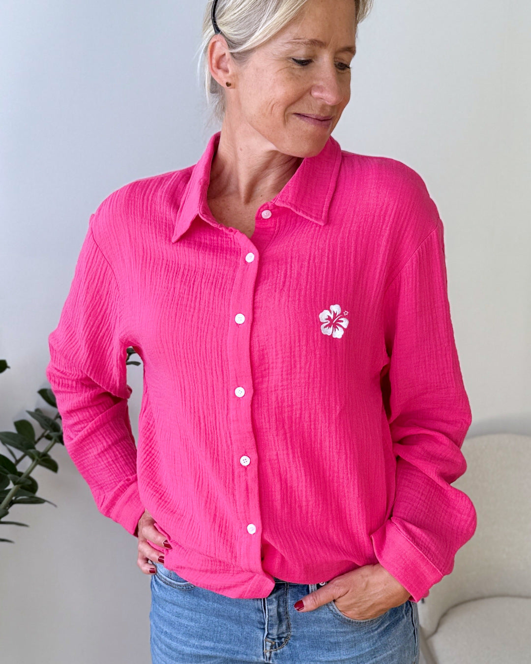 Herzlein® Musselin Bluse "Hibiscus" in Pink