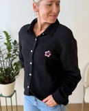 Herzlein® Musselin Bluse "Hibiscus" in Schwarz