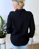 Herzlein® Musselin Bluse "Hibiscus" in Schwarz