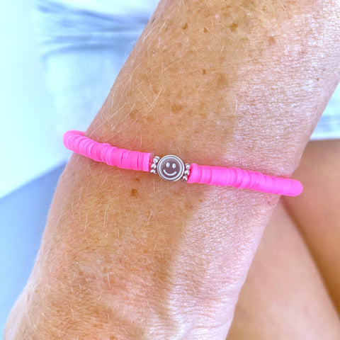 Herzlein® NEON-Armbändchen "Smiley" in Pink