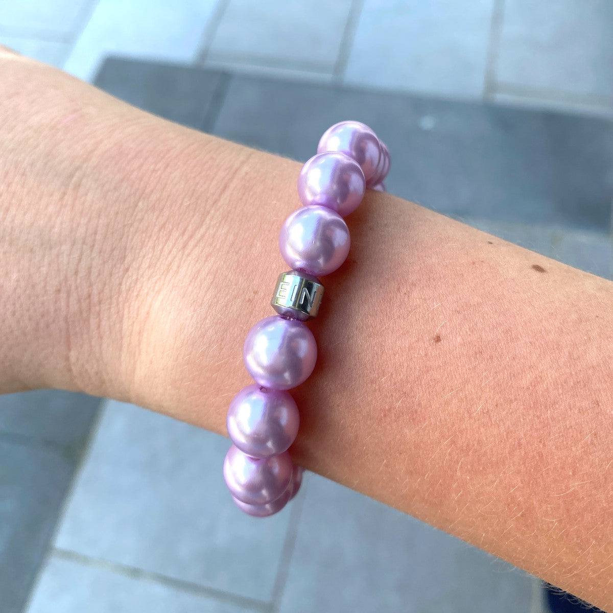 Herzlein Perlen Armband Damen Armbändchen in Lavendel lila flieder