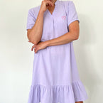Herzlein Sommerkleid aus Musselin Kleid Baumwolle mit Herz Stick in Lila Lavendel