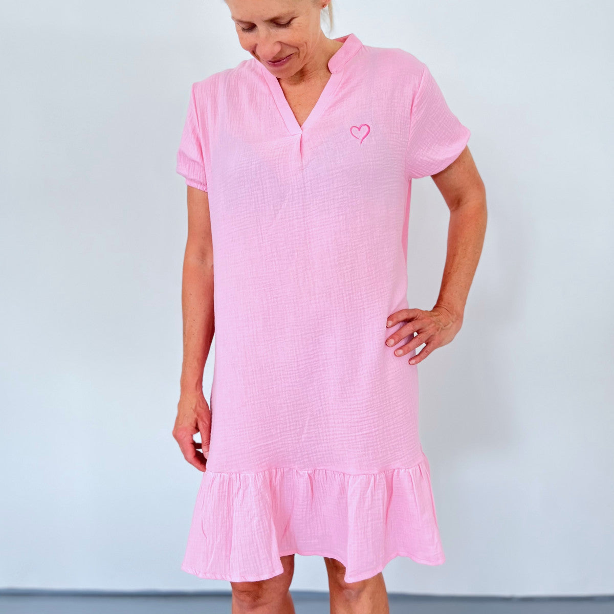 Herzlein® Musselin Sommerkleid in Rosa