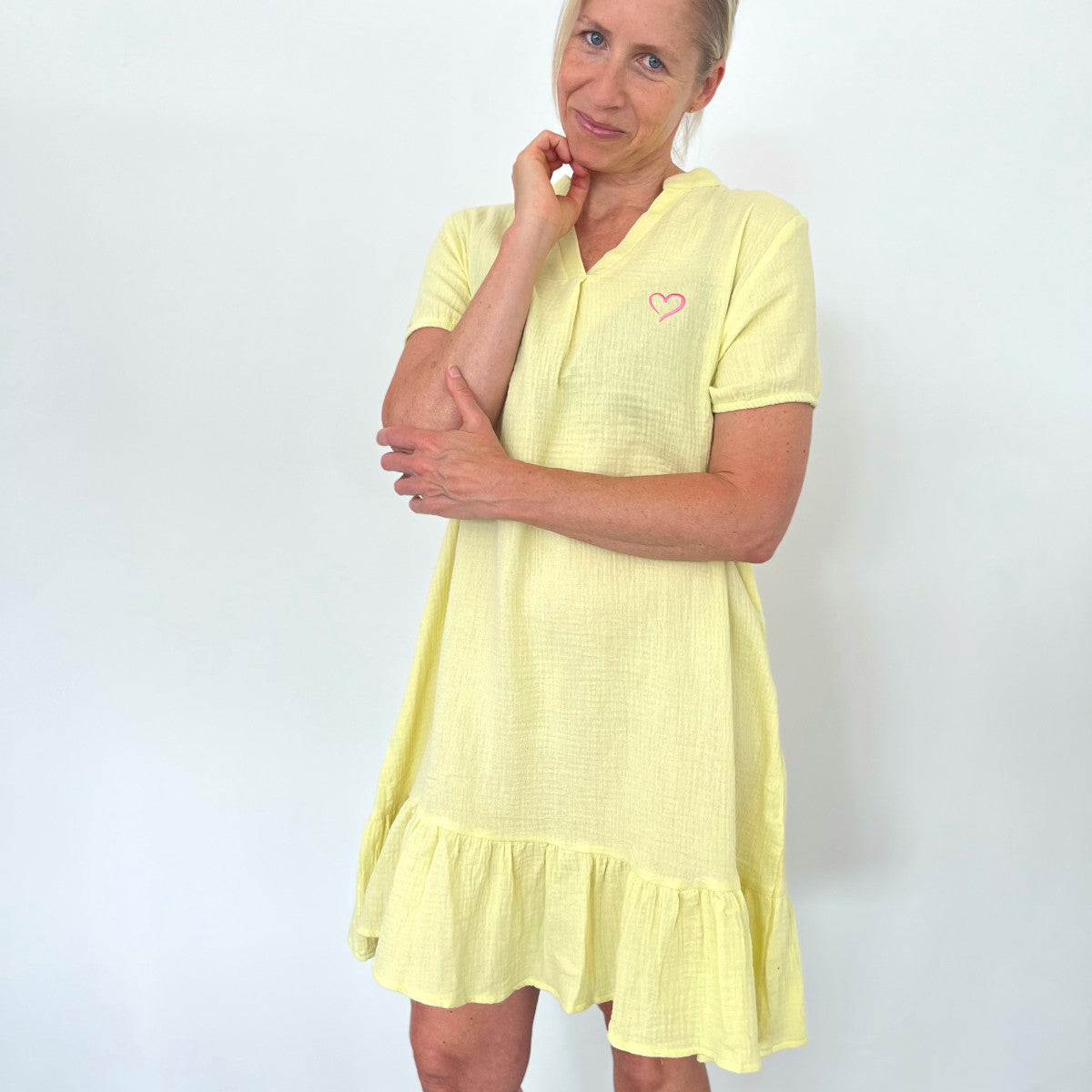 Herzlein® Musselin Sommerkleid in Zitrone