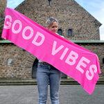 Herzlein® Schal für Damen Damenschal Winterschal aus Baumwolle und Viskose "Good Vibes" in Pink und Rosa