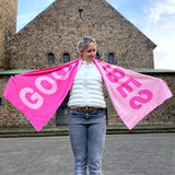 Herzlein® Schal für Damen Damenschal Winterschal aus Baumwolle und Viskose "Good Vibes" in Pink und Rosa