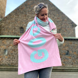 Herzlein® Schal für Damen Damenschal "Good Vibes" Winterschal aus Baumwolle und Viskose in Rosa Mint