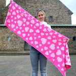 Herzlein® Schal für Damen Damenschal Winterschal aus Baumwolle und Viskose "Herzchen" in Pink und Rosa