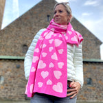 Herzlein® Schal für Damen Damenschal Winterschal aus Baumwolle und Viskose "Herzchen" in Pink und Rosa
