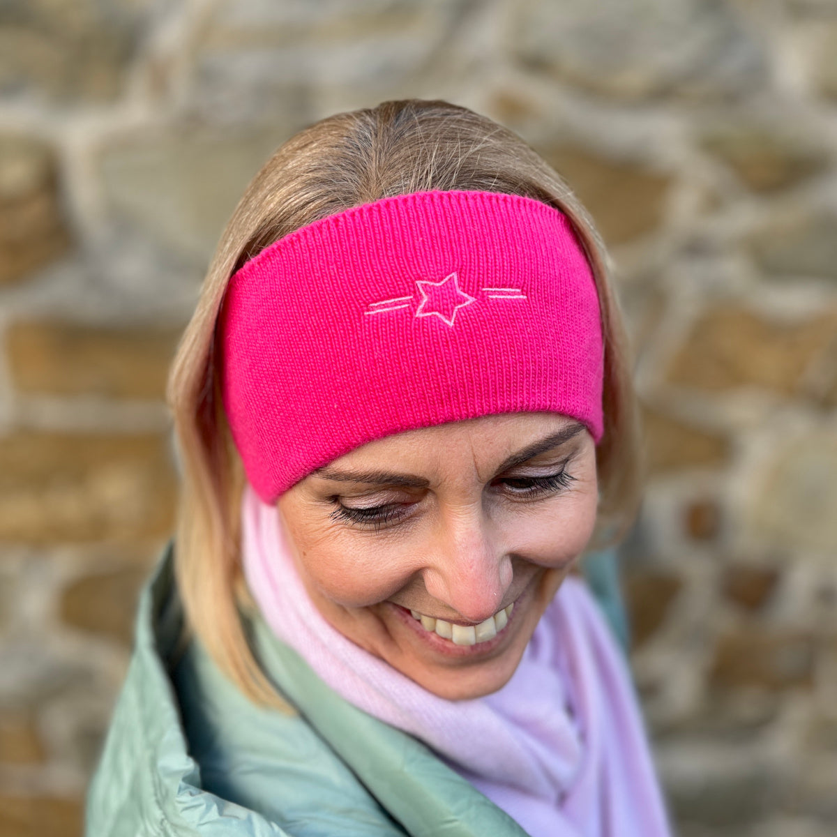 Herzlein® Kaschmir Stirnband "Stern" in Pink