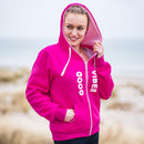 Herzlein Sweatjacke mit Reißverschluss aus Baumwolle Hoodie Kapuzenpullover für Damen Damenhoodie GOOD VIBES in Pink