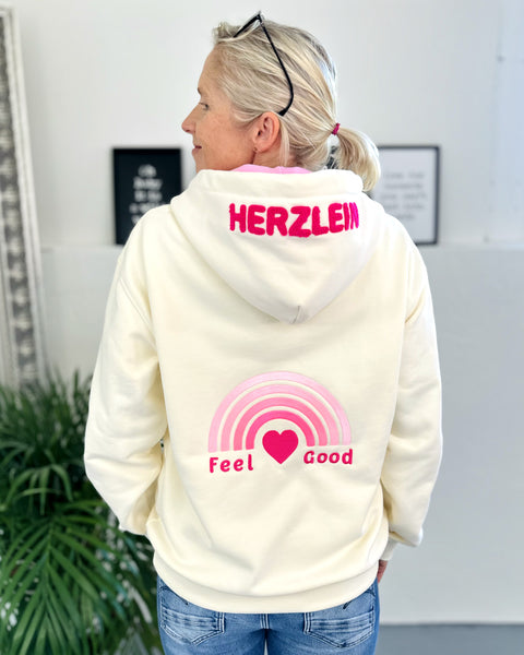 Herzlein® Sweatjacke "Feel Good" in Creme