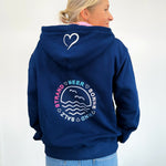 Herzlein Sweatjacke mit Kapuze und Reißverschluss aus Baumwolle Hoodie Kapuzenpullover für Damen Damenhoodie Herz Herzchen Meer geht immer Strand in Navy Blau