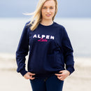 Herzlein® Sweatshirt aus Baumwolle Pullover für Damen Pulli mit Frottee Stick Alpen Liebe in Navy Blau