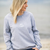 Herzlein® Sweatshirt aus Baumwolle Pullover für Damen Pulli mit Frottee Stick ME TIME in Grau