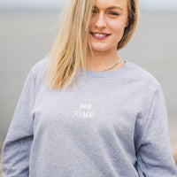 Herzlein® Sweatshirt aus Baumwolle Pullover für Damen Pulli mit Frottee Stick ME TIME in Grau