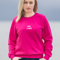 Herzlein® Sweatshirt aus Baumwolle Pullover für Damen Pulli mit Frottee Stick ME TIME in pink