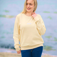 Herzlein Sweatshirt für Damen aus Baumwolle Sweater mit Stick NICE in der Farbe Vanille