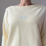 Herzlein Sweatshirt für Damen aus Baumwolle Sweater mit Stick NICE in der Farbe Vanille