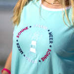 Herzlein T-Shirt Damen aus Baumwolle Strand und Meer in Mint Grün