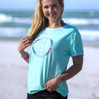 Herzlein T-Shirt Damen aus Baumwolle Strand und Meer in Mint Grün