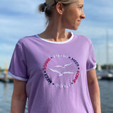 Herzlein ausgefallenes Damenshirt aus Baumwolle Strand und Meer in Lavendel Lila