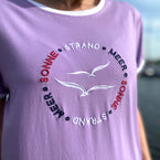 Herzlein ausgefallenes Damenshirt aus Baumwolle Strand und Meer in Pink