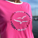 Herzlein ausgefallenes Damenshirt aus Baumwolle Strand und Meer in Pink