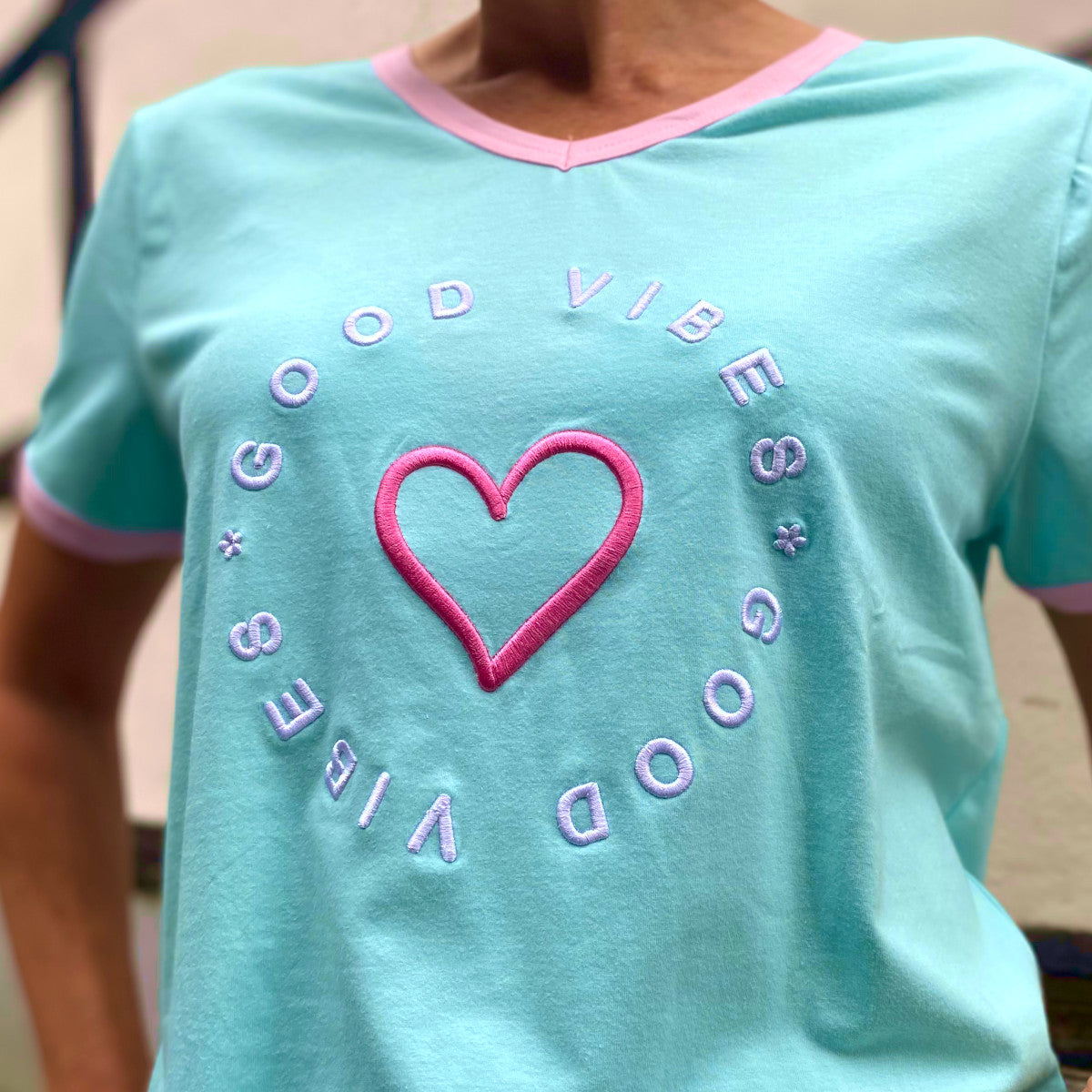 Herzlein® T-Shirt Nina "Good Vibes" in Mint