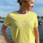 Herzlein T-Shirt Damen aus Baumwolle Strand und Meer in Pastell Gelb