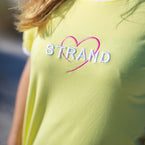 Herzlein ausgefallenes Damenshirt aus Baumwolle Strand und Meer in Pastell Gelb