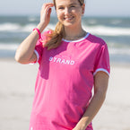 Herzlein ausgefallenes Damenshirt aus Baumwolle Strand und Meer Strandliebe in Pink